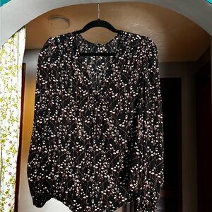Express Black and White Floral Blouse
